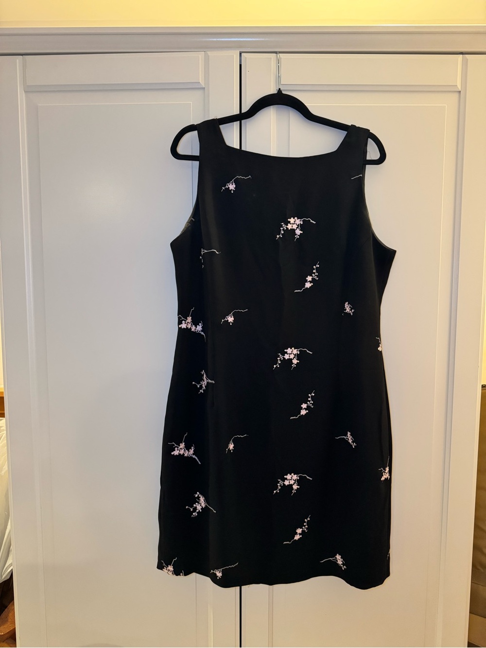 Jones New York Black Mini Dress with Pink Floral Embroidery